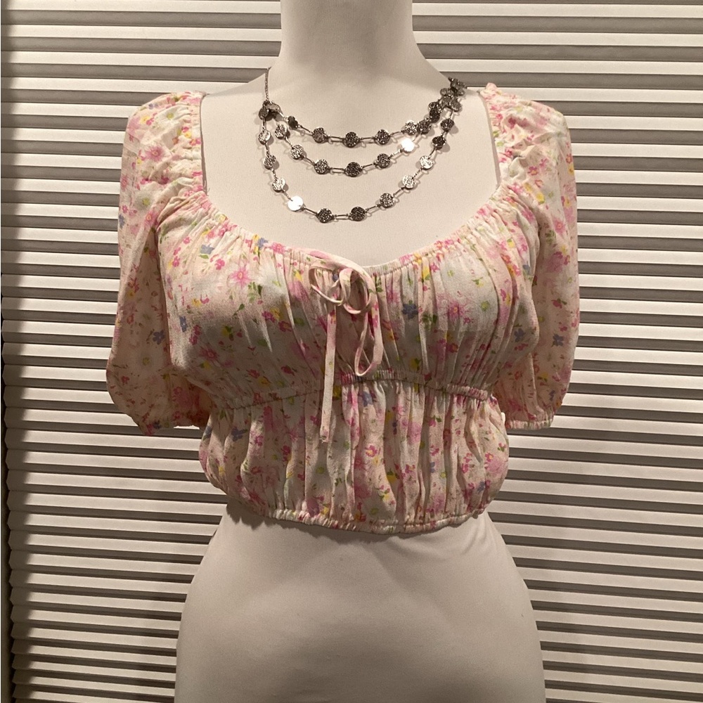 Elodie Floral Blouse in Pink and Cream